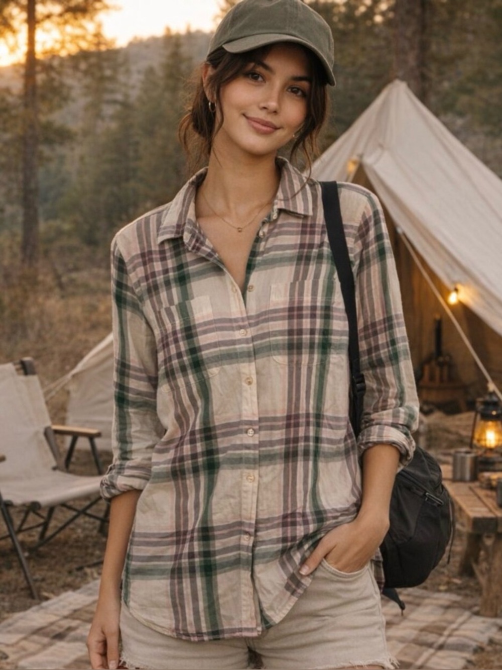 Icebreaker lightweight merino wool blend plaid truly lovely button down shirt. M